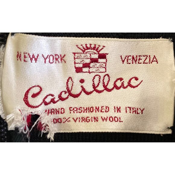 Vintage CADILLAC Italy Virgin Wool Bandage Vneck Sweater Dress MEDIUM 3/4 Sleeve - Picture 3 of 3